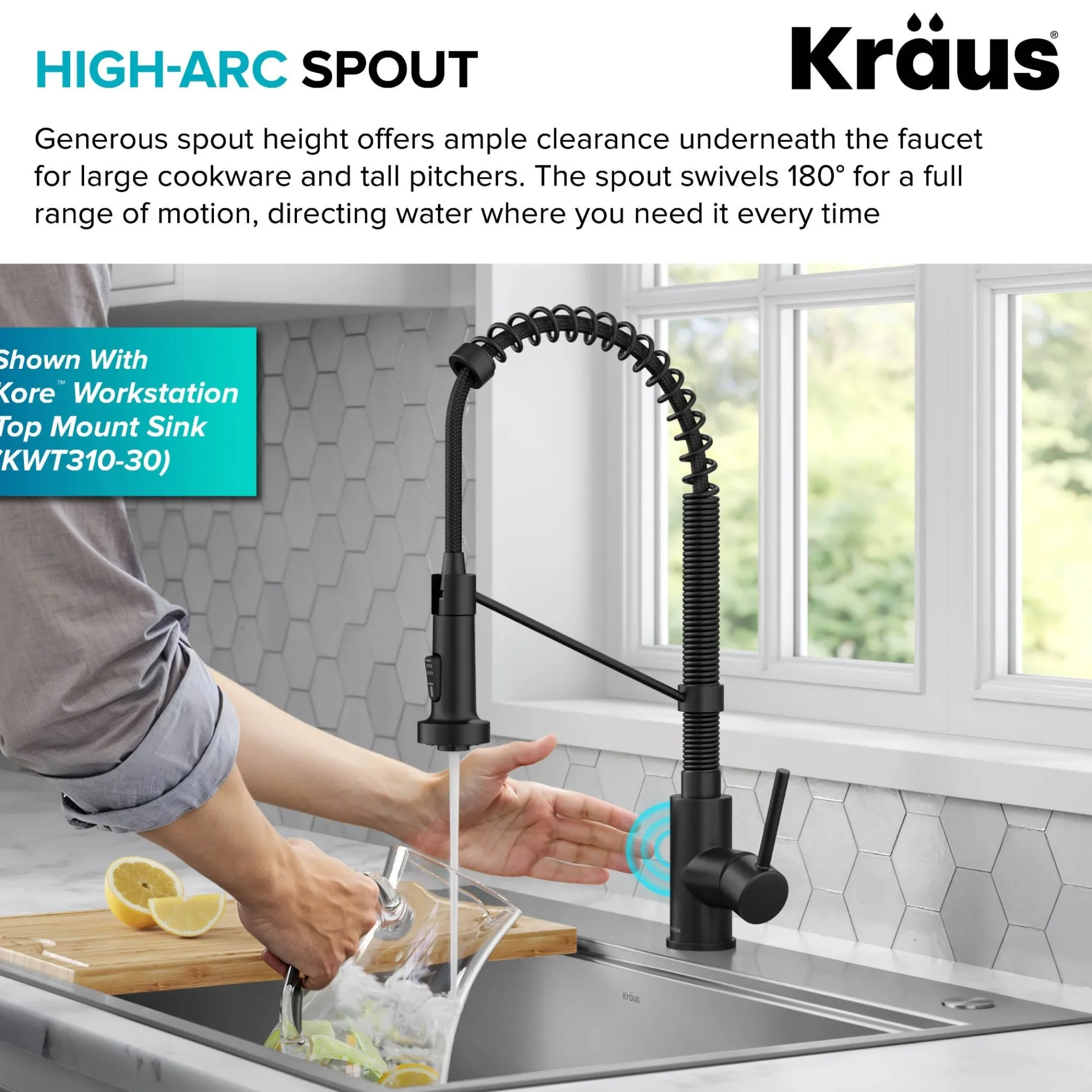 Touchless Sensor Commercial Style 2-Function Single Handle Pull-Down Kitchen Faucet in Matte Black