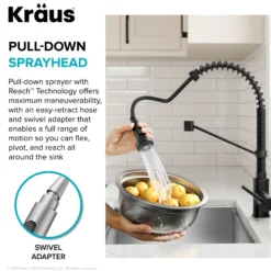 Touchless Sensor Commercial Style 2-Function Single Handle Pull-Down Kitchen Faucet in Matte Black