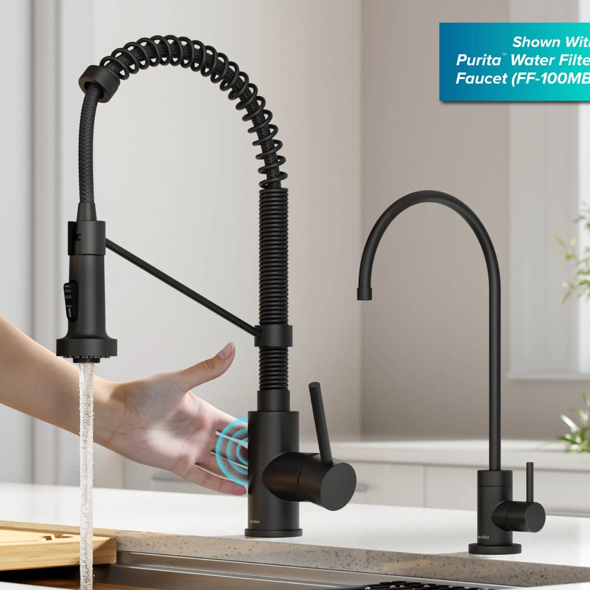 Touchless Sensor Commercial Style 2-Function Single Handle Pull-Down Kitchen Faucet in Matte Black