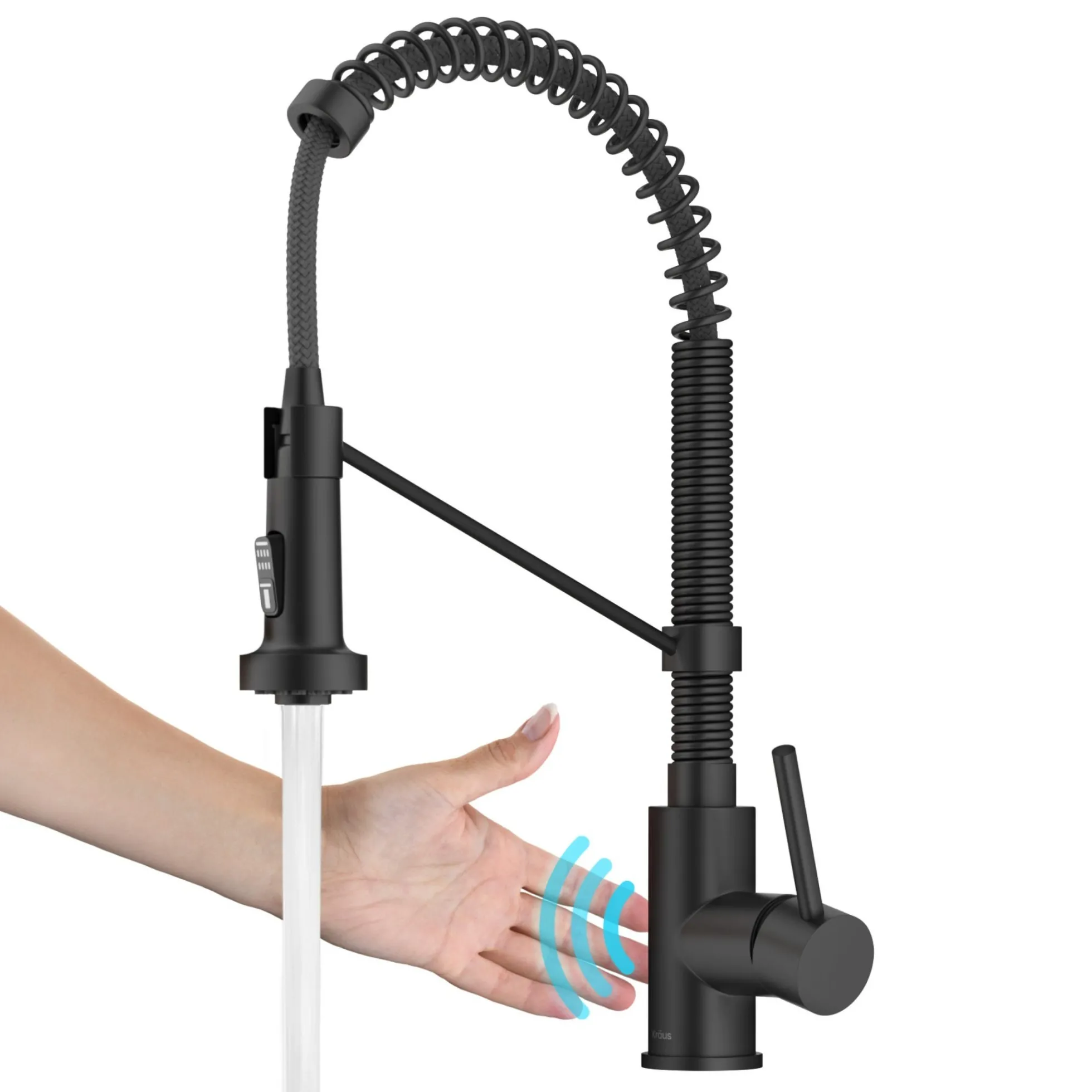 Touchless Sensor Commercial Style 2-Function Single Handle Pull-Down Kitchen Faucet in Matte Black