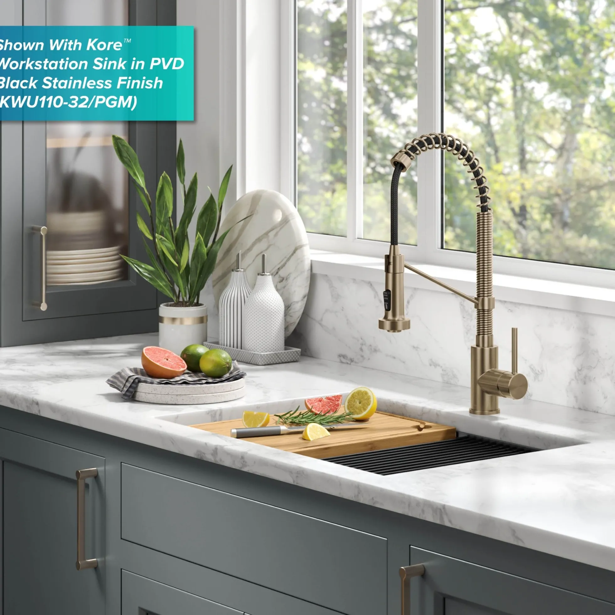 Touchless Sensor Commercial Style 2-Function Single Handle Pull-Down Kitchen Faucet in Spot-Free Antique Champagne Bronze