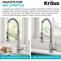 Touchless Sensor Commercial Style 2-Function Single Handle Pull-Down Kitchen Faucet in Spot-Free Stainless Steel / Matte Black