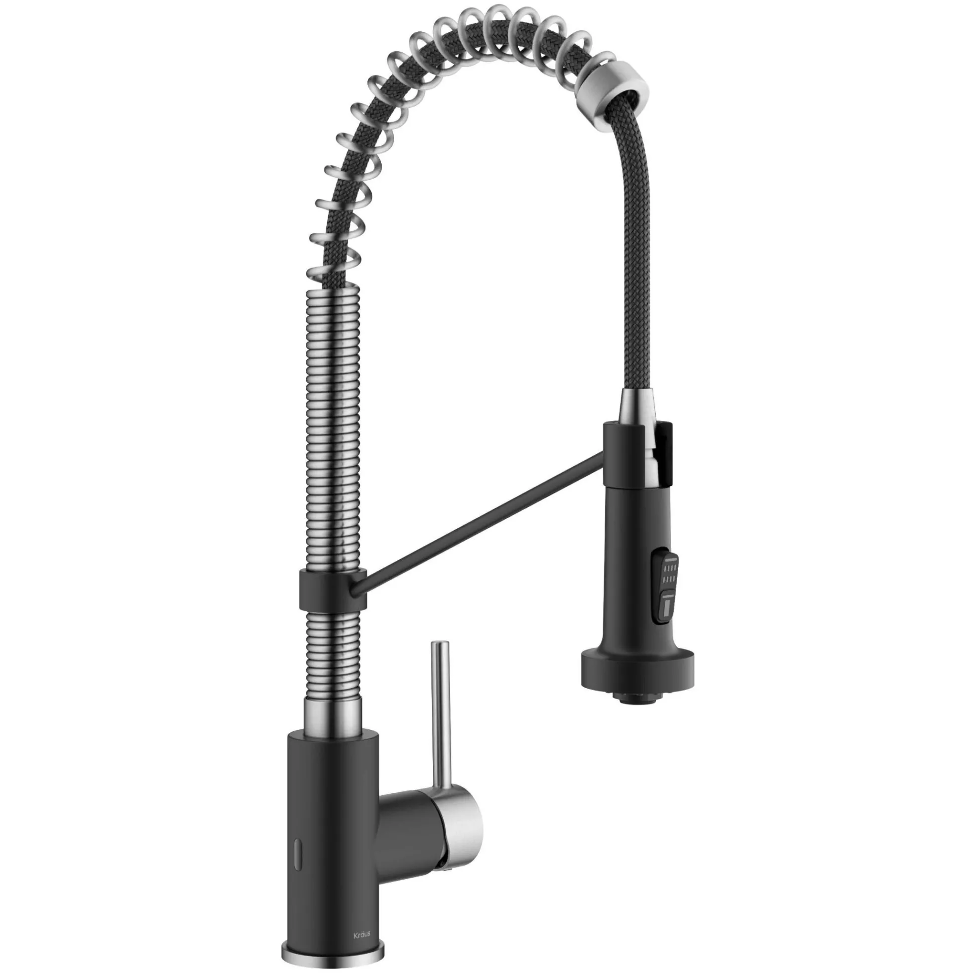 Touchless Sensor Commercial Style 2-Function Single Handle Pull-Down Kitchen Faucet in Spot-Free Stainless Steel / Matte Black