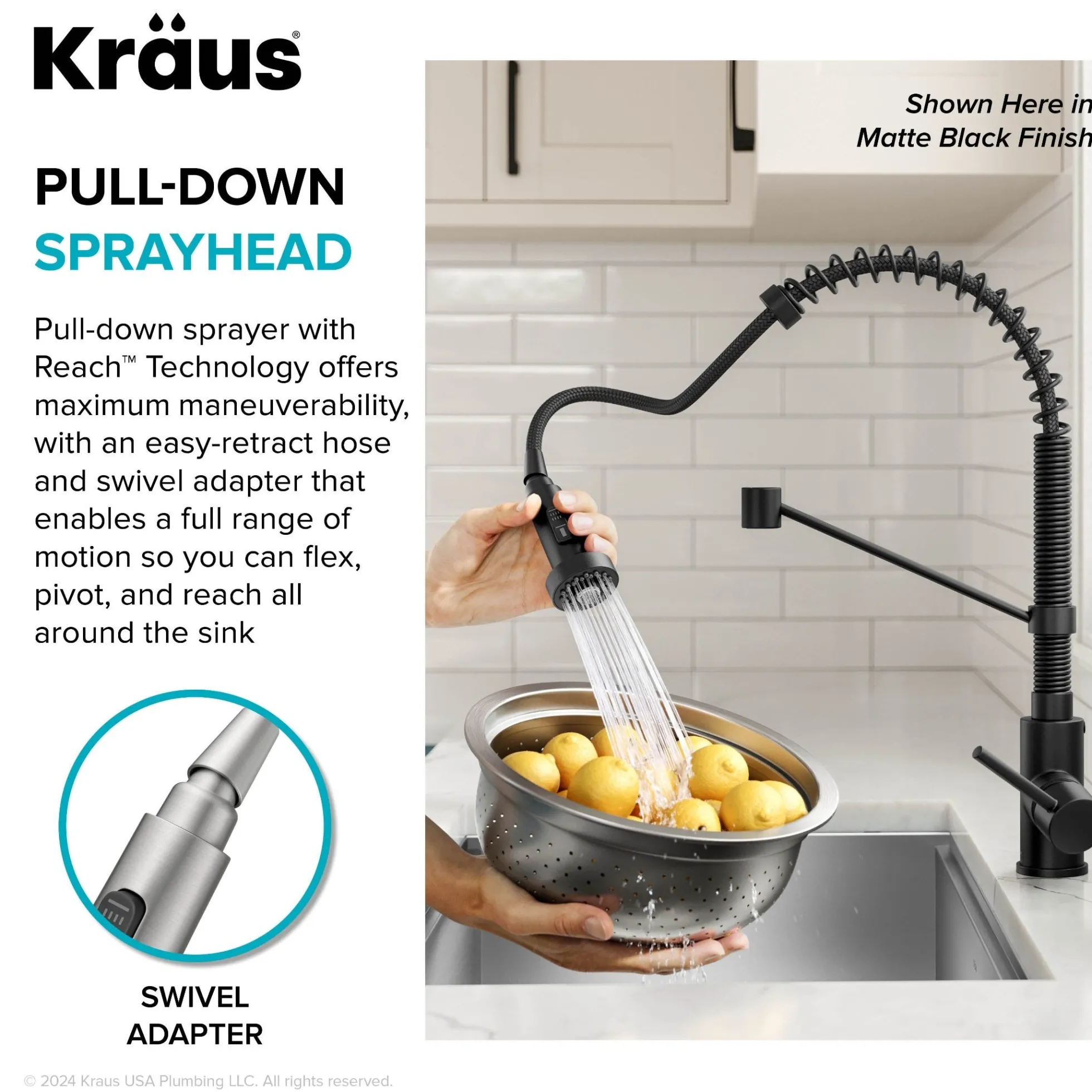 Touchless Sensor Commercial Style 2-Function Single Handle Pull-Down Kitchen Faucet in Spot-Free Stainless Steel / Matte Black