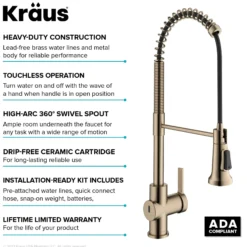 Touchless Sensor Commercial Single Handle Pull Down Kitchen Faucet in Spot Free Antique Champagne Bronze