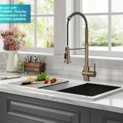 Touchless Sensor Commercial Single Handle Pull Down Kitchen Faucet in Spot Free Antique Champagne Bronze