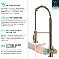 Touchless Sensor Commercial Single Handle Pull Down Kitchen Faucet in Spot Free Antique Champagne Bronze