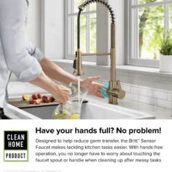 Touchless Sensor Commercial Single Handle Pull Down Kitchen Faucet in Spot Free Antique Champagne Bronze