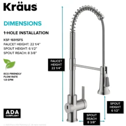 Touchless Sensor Commercial Single Handle Pull Down Kitchen Faucet in Spot Free Stainless Steel