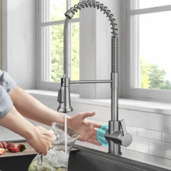 Touchless Sensor Commercial Single Handle Pull Down Kitchen Faucet in Spot Free Stainless Steel