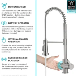 Touchless Sensor Commercial Single Handle Pull Down Kitchen Faucet in Spot Free Stainless Steel