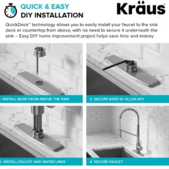 Touchless Sensor Commercial Pull-Down Single Handle Kitchen Faucet with QuickDock™ Top Mount Assembly in Matte Black