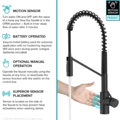 Touchless Sensor Commercial Pull-Down Single Handle Kitchen Faucet with QuickDock™ Top Mount Assembly in Matte Black