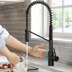 Touchless Sensor Commercial Pull-Down Single Handle Kitchen Faucet with QuickDock™ Top Mount Assembly in Matte Black