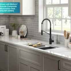 Touchless Sensor Commercial Pull-Down Single Handle Kitchen Faucet with QuickDock™ Top Mount Assembly in Matte Black