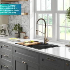 Touchless Sensor Commercial Pull-Down Single Handle Kitchen Faucet with QuickDock™ Top Mount Assembly in Spot Free Antique Champagne Bronze