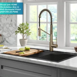 Touchless Sensor Commercial Pull-Down Single Handle Kitchen Faucet with QuickDock™ Top Mount Assembly in Spot Free Antique Champagne Bronze