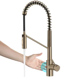 Touchless Sensor Commercial Pull-Down Single Handle Kitchen Faucet with QuickDock™ Top Mount Assembly in Spot Free Antique Champagne Bronze
