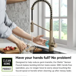 Touchless Sensor Commercial Pull-Down Single Handle Kitchen Faucet with QuickDock™ Top Mount Assembly in Spot Free Antique Champagne Bronze