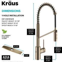 Touchless Sensor Commercial Pull-Down Single Handle Kitchen Faucet with QuickDock™ Top Mount Assembly in Spot Free Antique Champagne Bronze