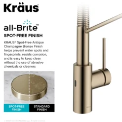 Touchless Sensor Commercial Pull-Down Single Handle Kitchen Faucet with QuickDock™ Top Mount Assembly in Spot Free Antique Champagne Bronze