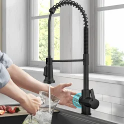 Touchless Sensor Commercial Single Handle Pull Down Kitchen Faucet in Matte Black