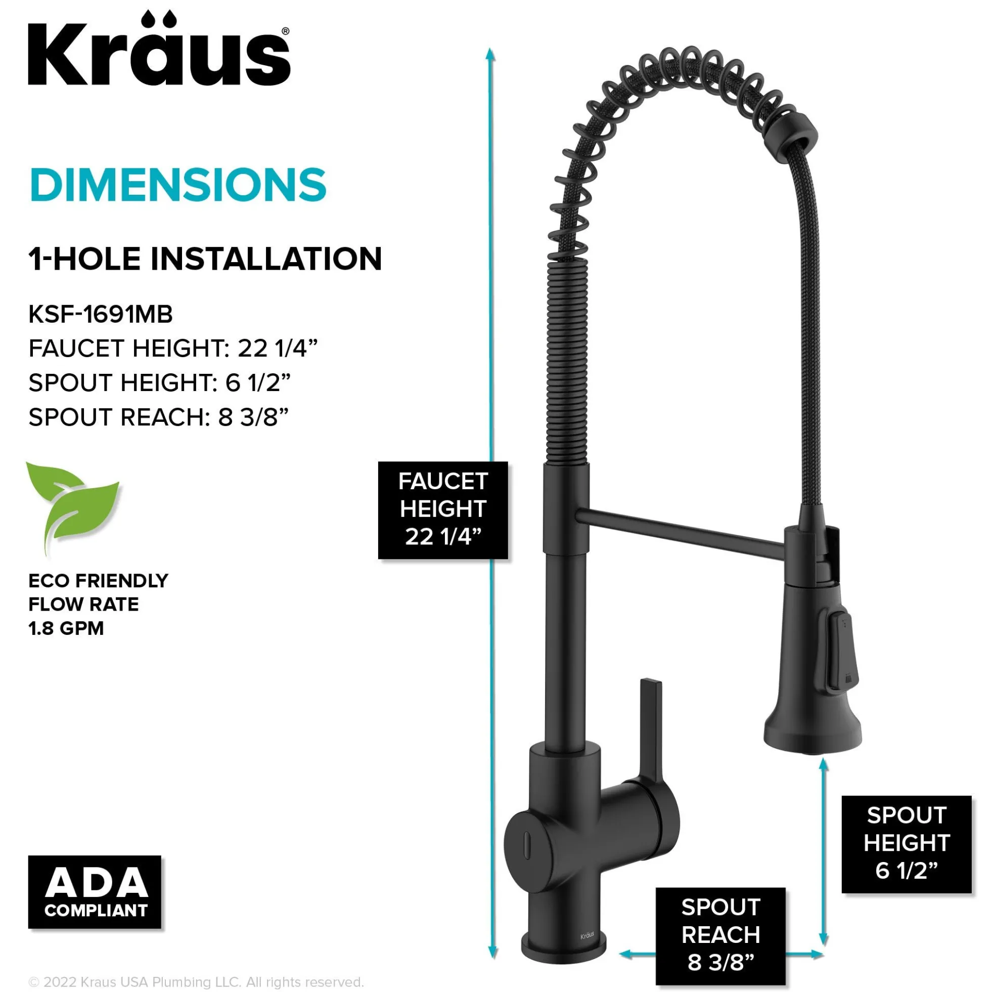Touchless Sensor Commercial Single Handle Pull Down Kitchen Faucet in Matte Black