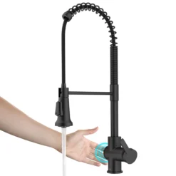 Touchless Sensor Commercial Single Handle Pull Down Kitchen Faucet in Matte Black
