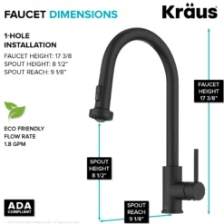 Touchless Sensor 2-Function Single Handle Pull Down Kitchen Faucet in Matte Black