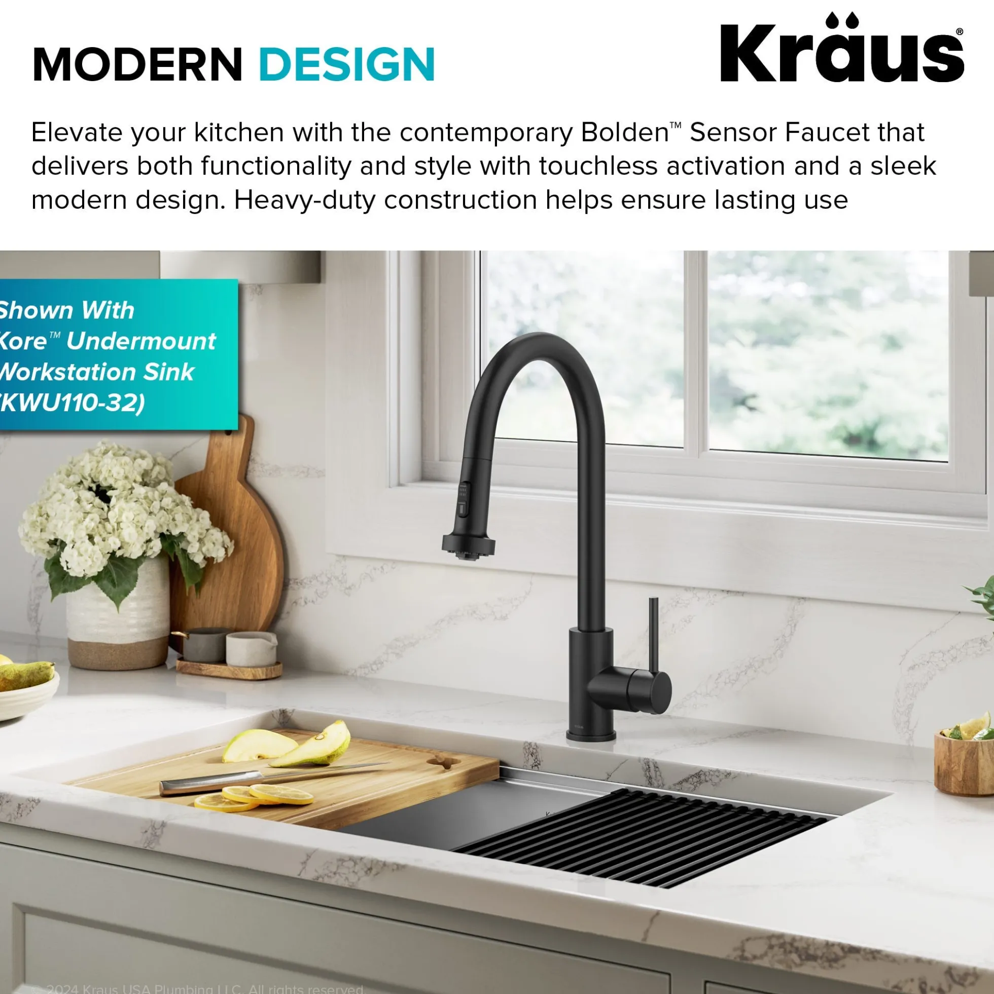 Touchless Sensor 2-Function Single Handle Pull Down Kitchen Faucet in Matte Black