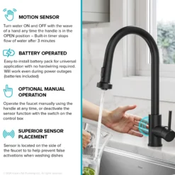 Touchless Sensor 2-Function Single Handle Pull Down Kitchen Faucet in Matte Black