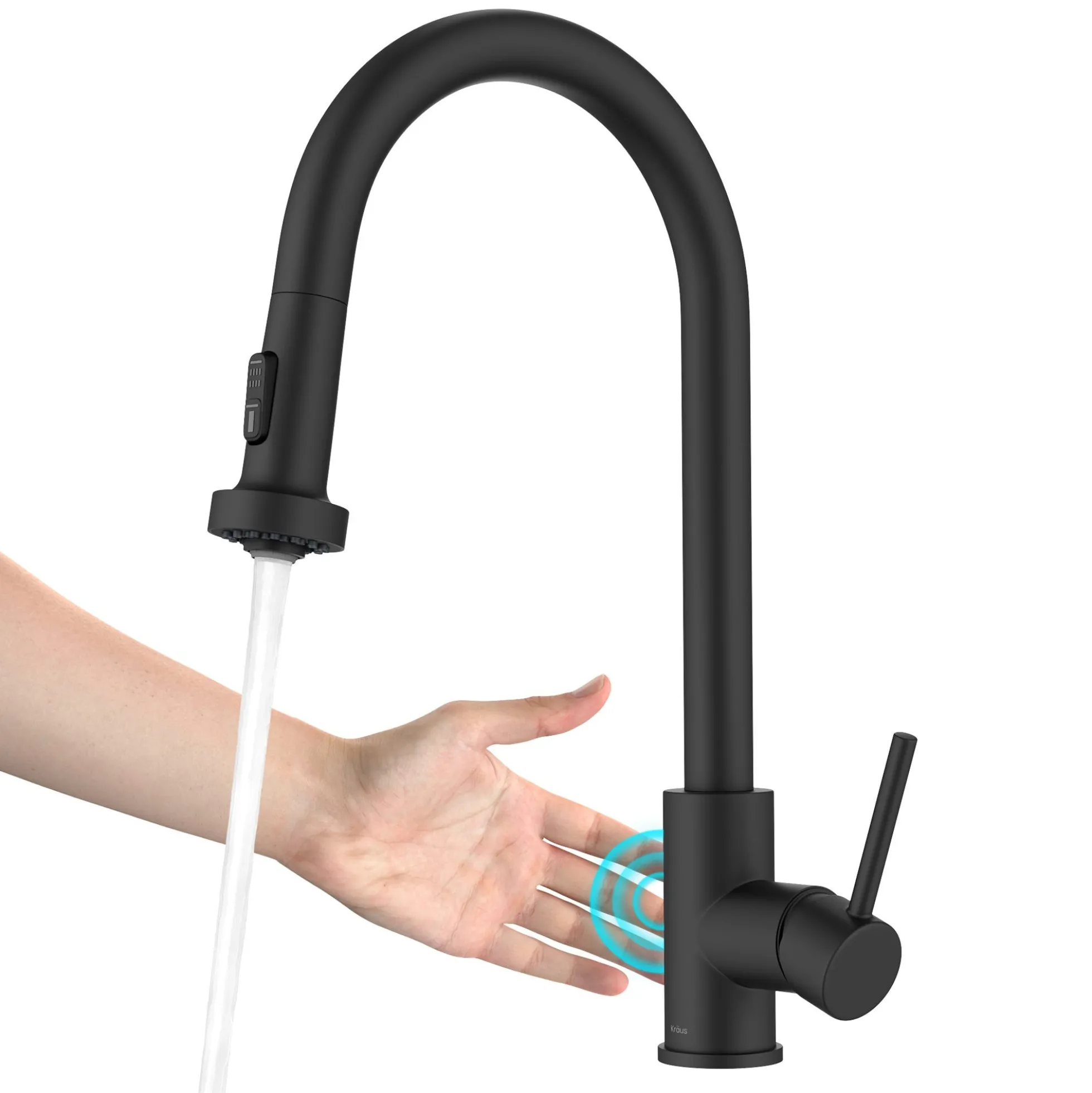 Touchless Sensor 2-Function Single Handle Pull Down Kitchen Faucet in Matte Black