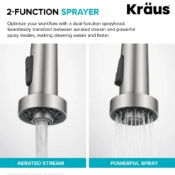 Touchless Sensor 2-Function Single Handle Pull Down Kitchen Faucet in Spot-Free Brushed Brass