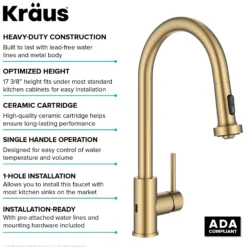 Touchless Sensor 2-Function Single Handle Pull Down Kitchen Faucet in Spot-Free Brushed Brass