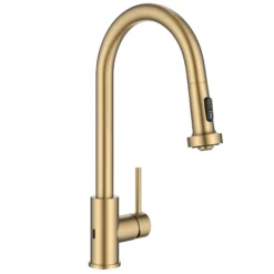 Touchless Sensor 2-Function Single Handle Pull Down Kitchen Faucet in Spot-Free Brushed Brass