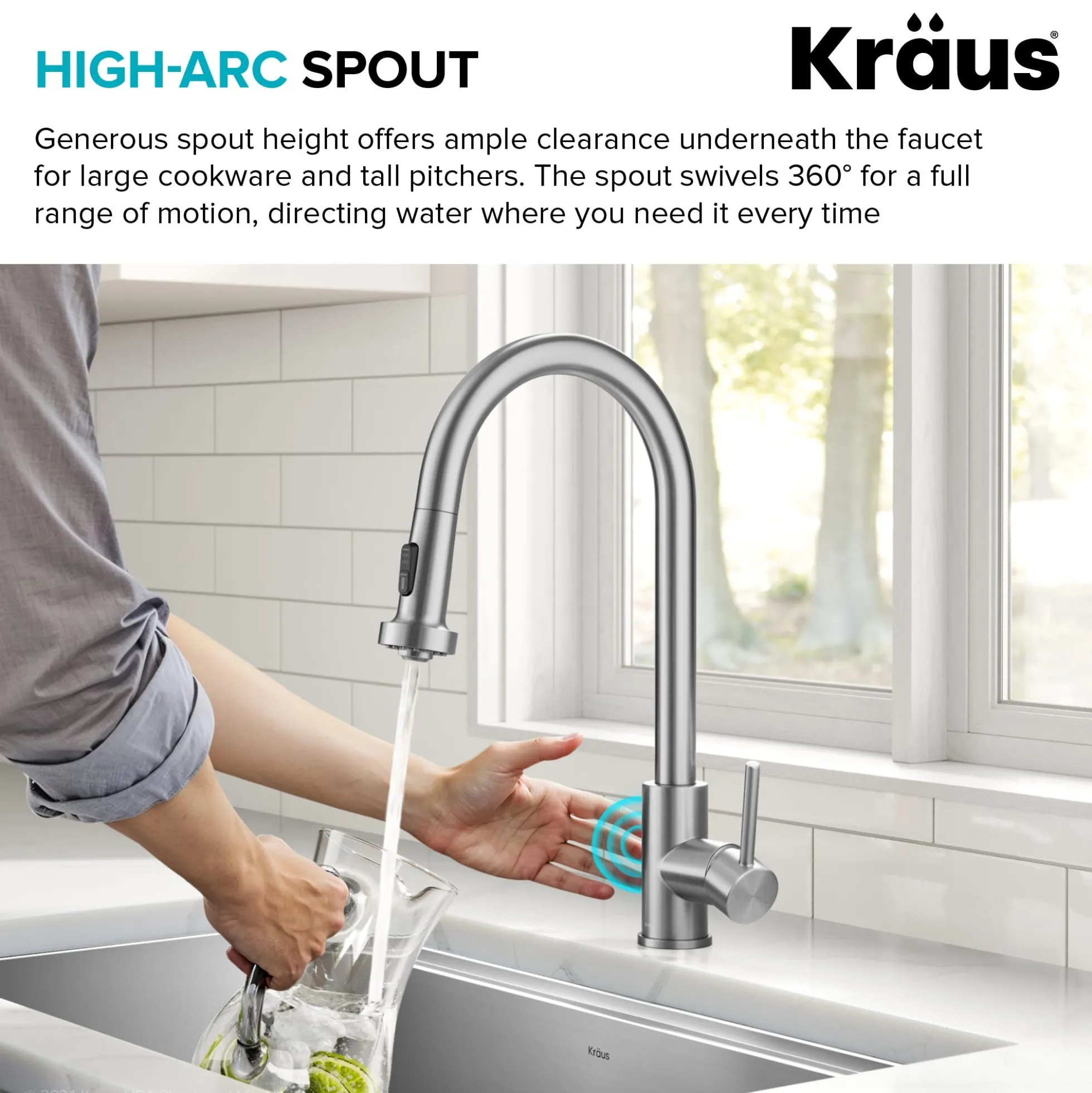 Touchless Sensor 2-Function Single Handle Pull Down Kitchen Faucet in Spot-Free Stainless Steel
