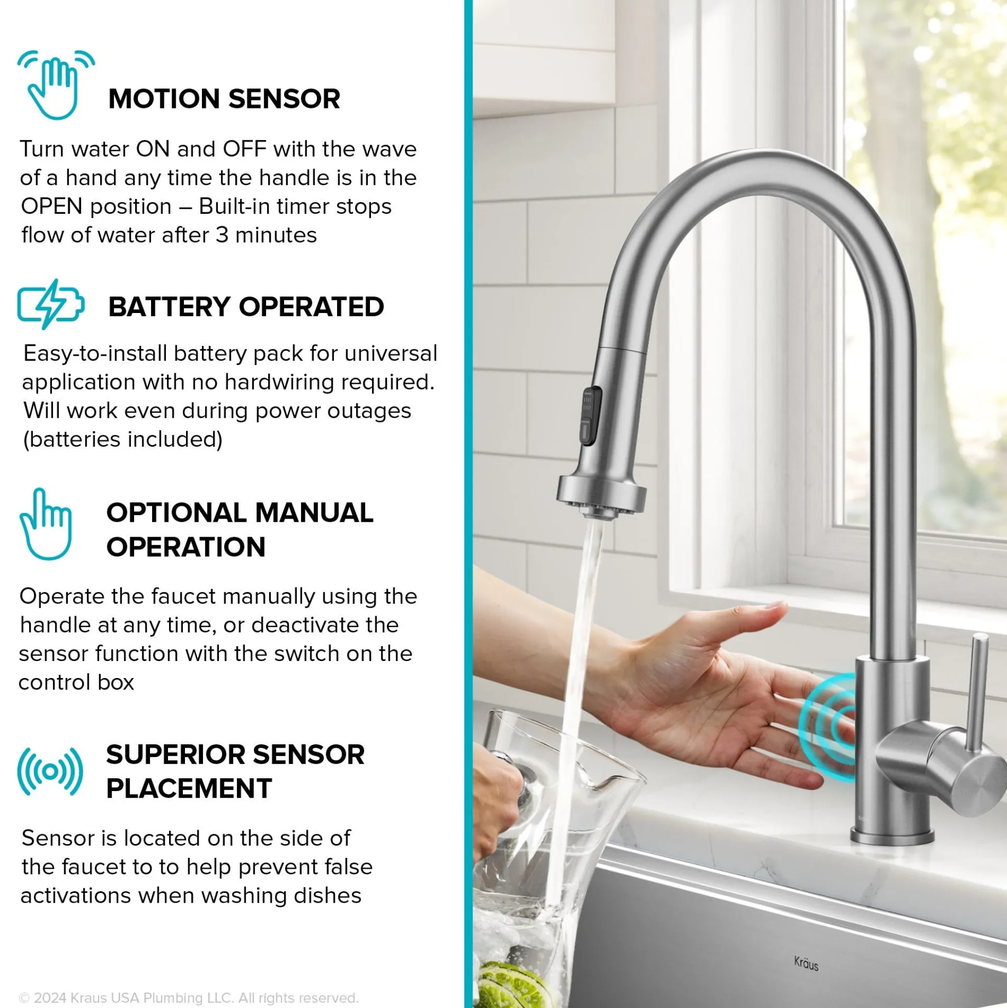Touchless Sensor 2-Function Single Handle Pull Down Kitchen Faucet in Spot-Free Stainless Steel