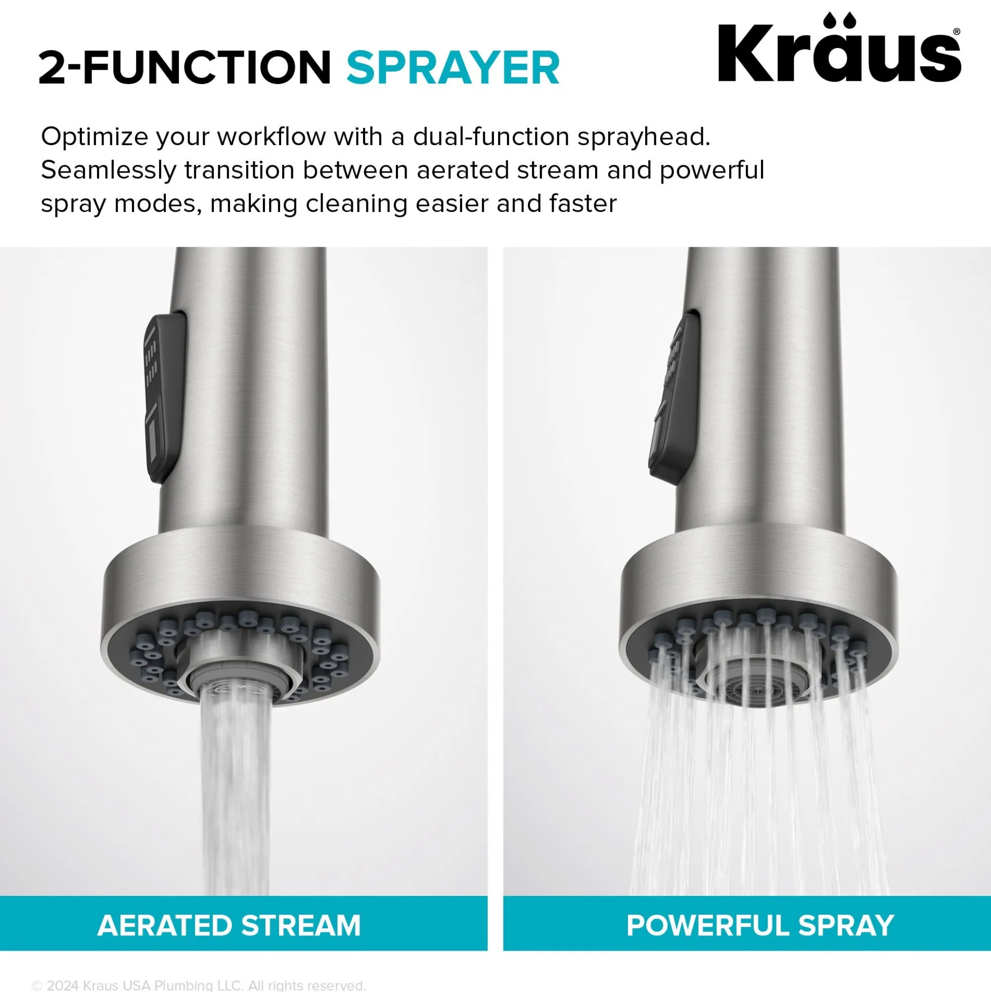 Touchless Sensor 2-Function Single Handle Pull Down Kitchen Faucet in Spot-Free Stainless Steel