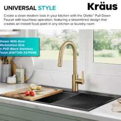 Touchless Sensor Pull-Down Single Handle Kitchen Faucet in Brushed Brass