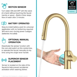 Touchless Sensor Pull-Down Single Handle Kitchen Faucet in Brushed Brass