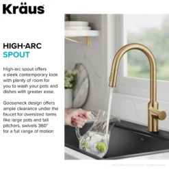 Touchless Sensor Pull-Down Single Handle Kitchen Faucet in Brushed Brass