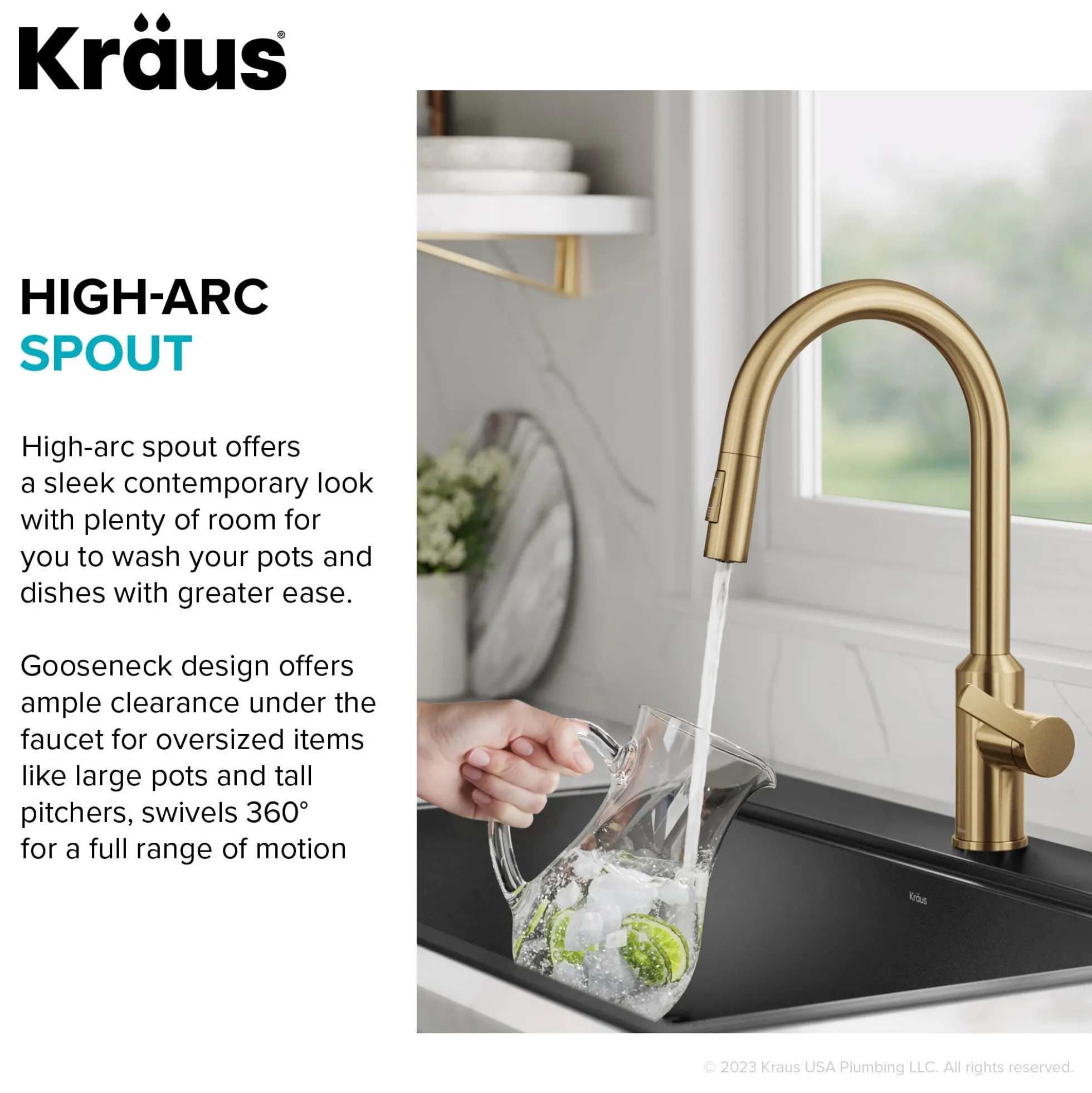 Touchless Sensor Pull-Down Single Handle Kitchen Faucet in Brushed Brass
