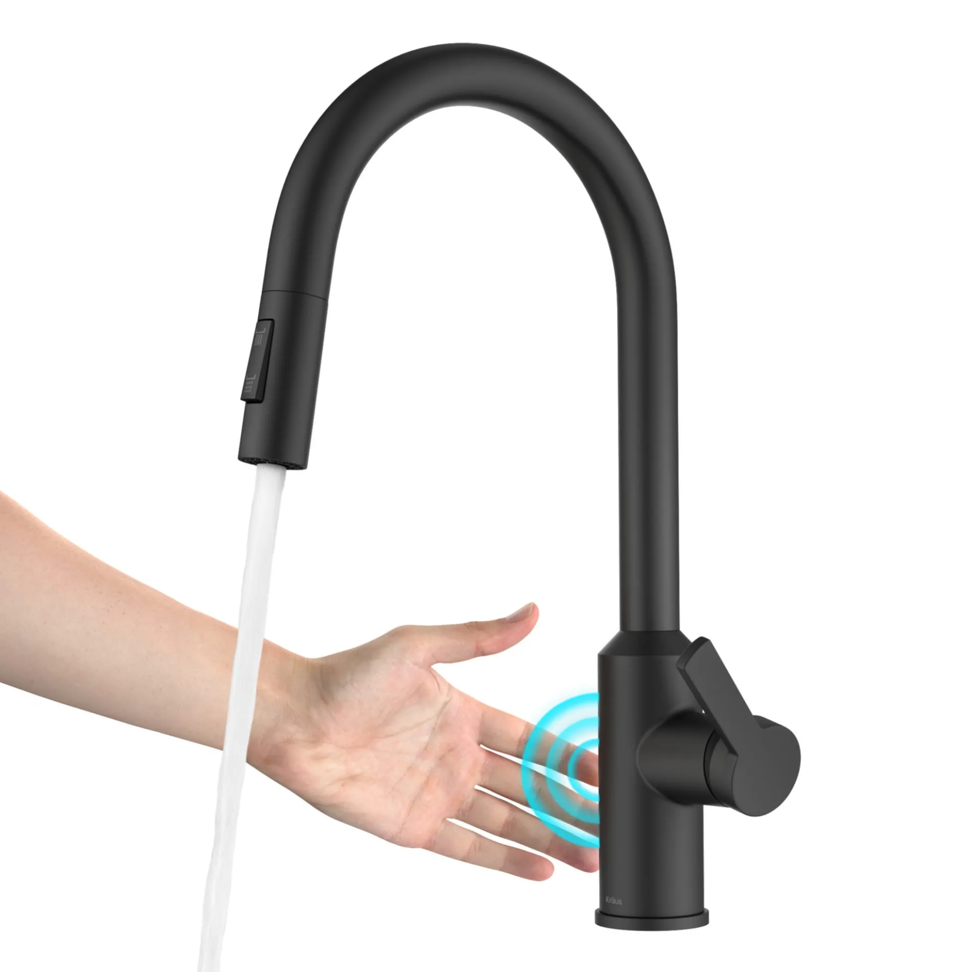 Touchless Sensor Pull-Down Single Handle Kitchen Faucet in Matte Black