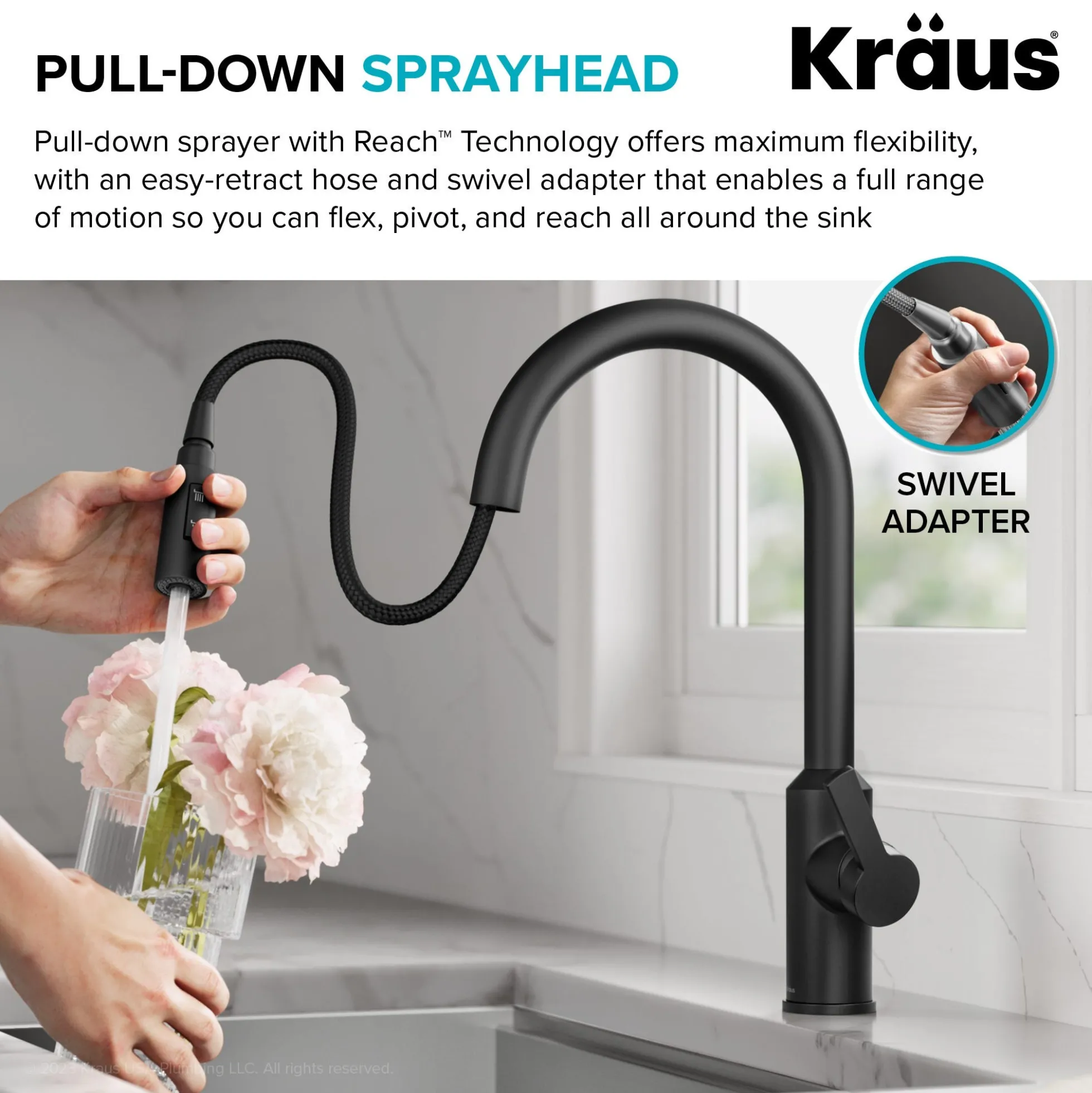 Touchless Sensor Pull-Down Single Handle Kitchen Faucet in Matte Black