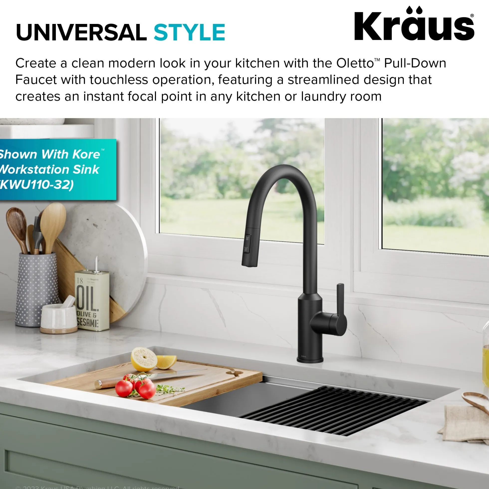 Touchless Sensor Pull-Down Single Handle Kitchen Faucet in Matte Black