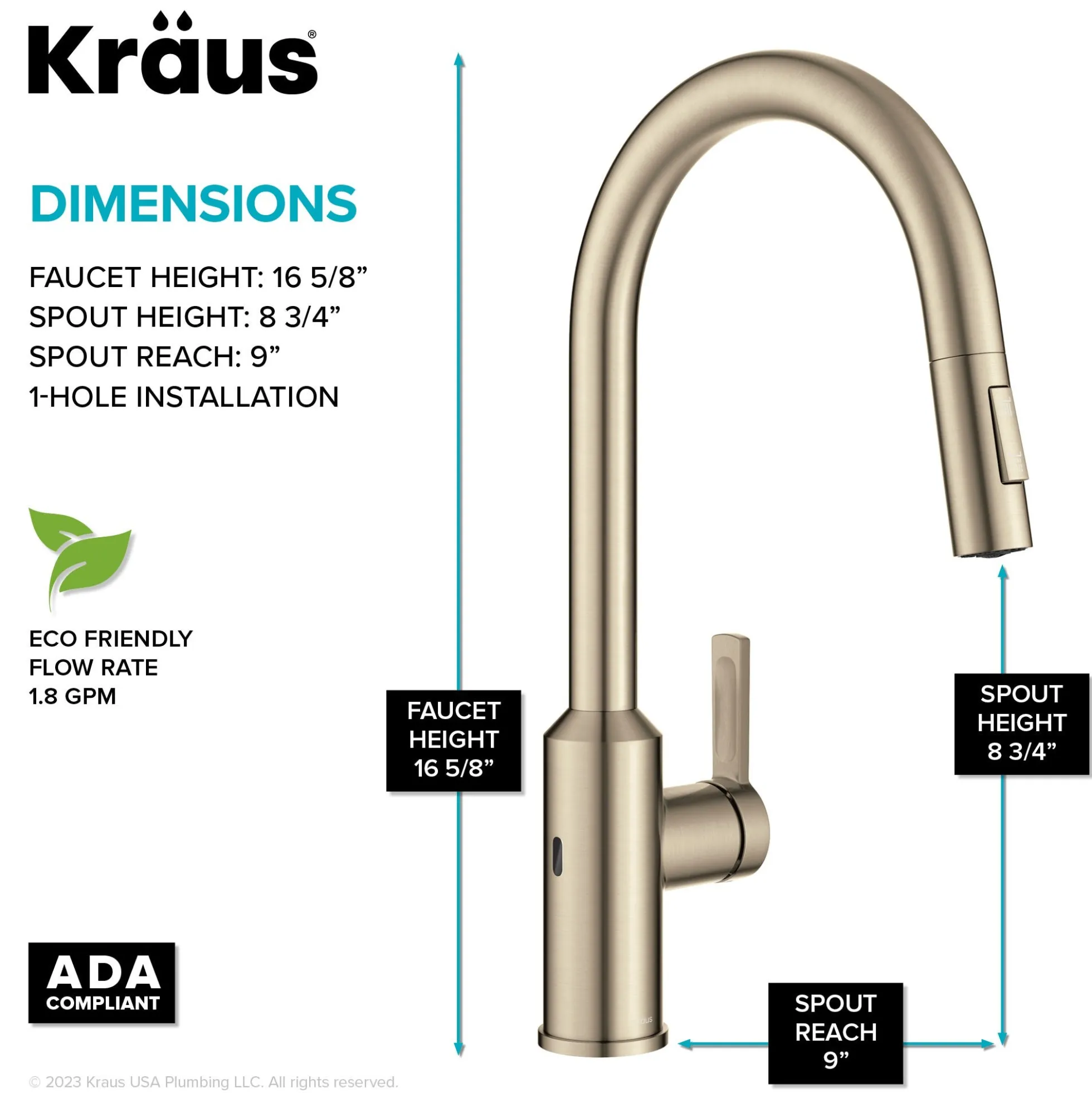 Touchless Sensor Pull-Down Single Handle Kitchen Faucet in Spot-Free Antique Champagne Bronze