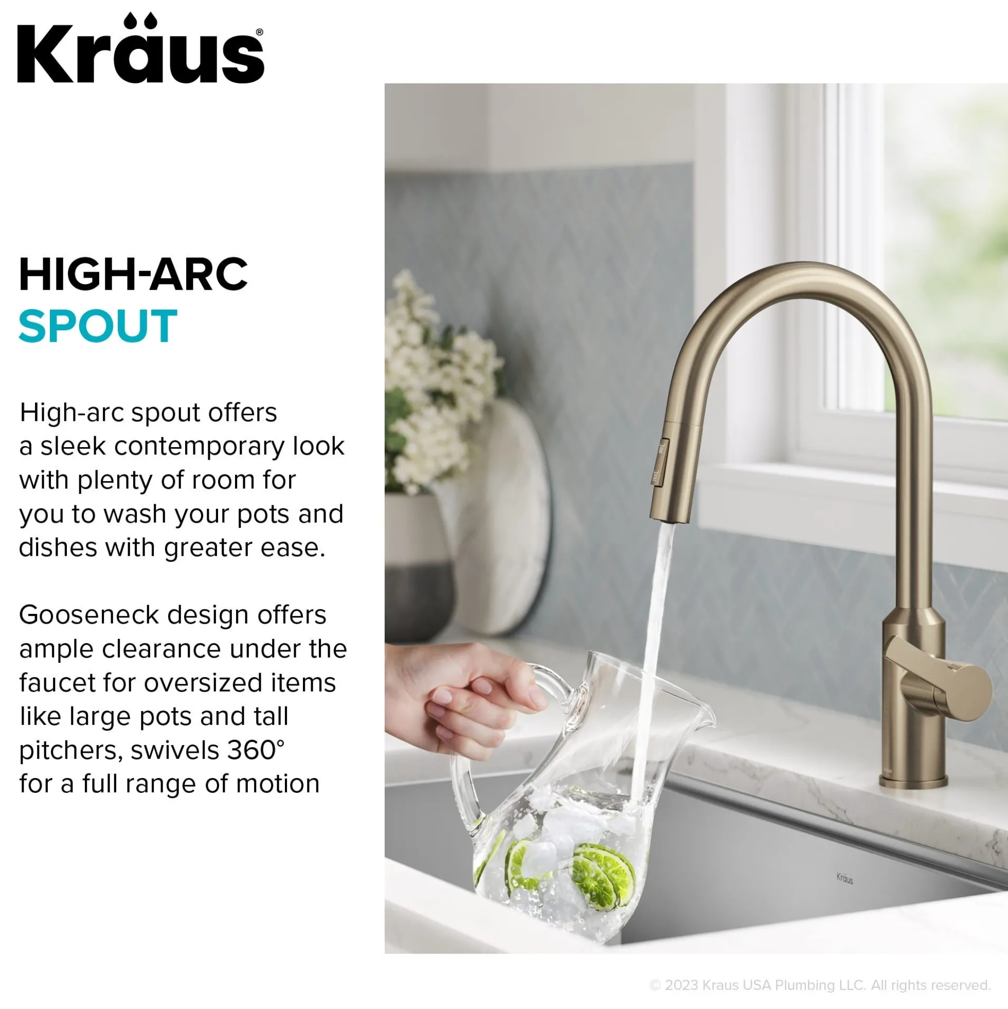 Touchless Sensor Pull-Down Single Handle Kitchen Faucet in Spot-Free Antique Champagne Bronze