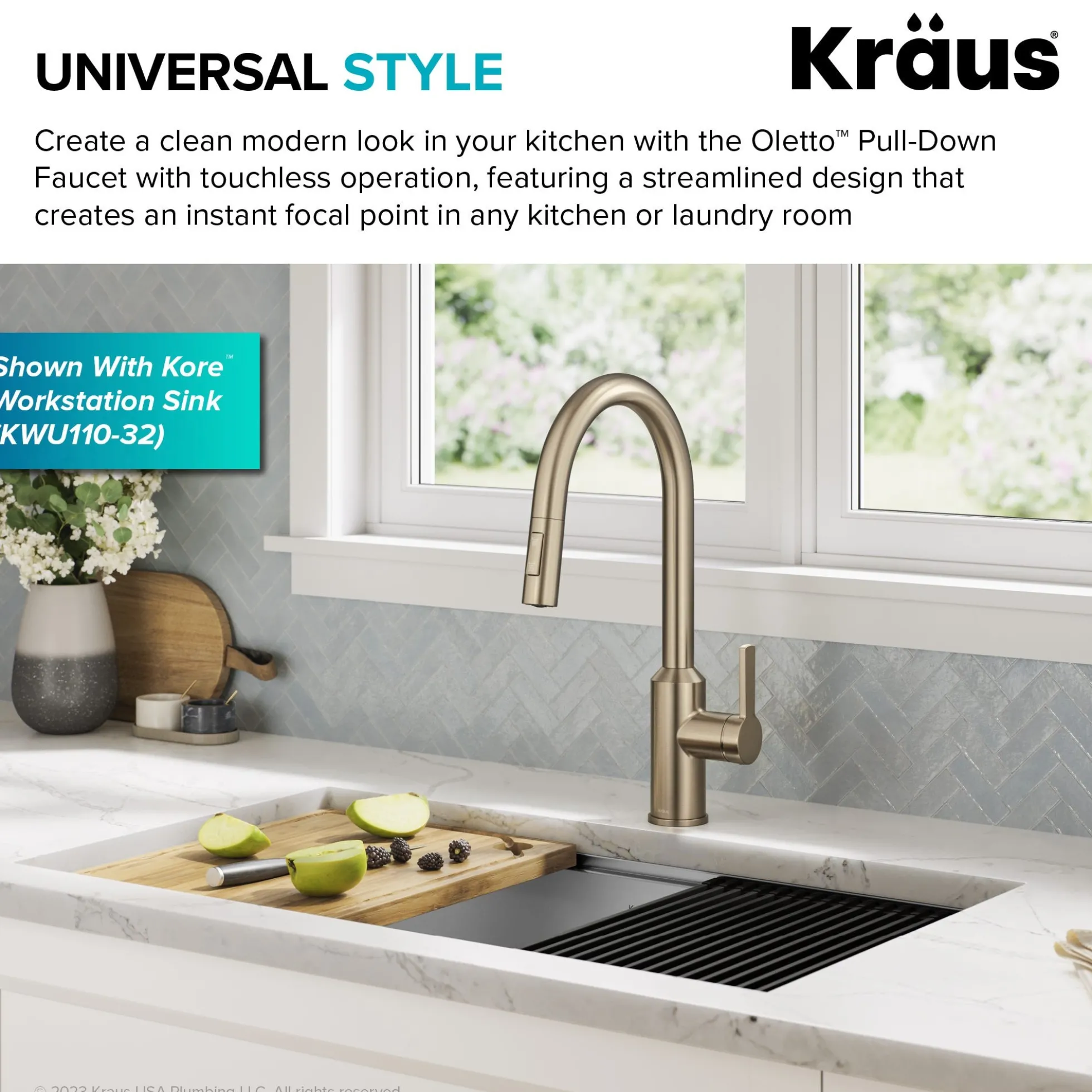 Touchless Sensor Pull-Down Single Handle Kitchen Faucet in Spot-Free Antique Champagne Bronze