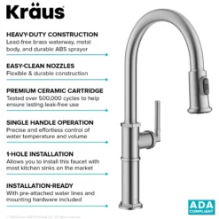 Traditional Industrial Pull-Down Single Handle Kitchen Faucet in Spot-Free Stainless Steel