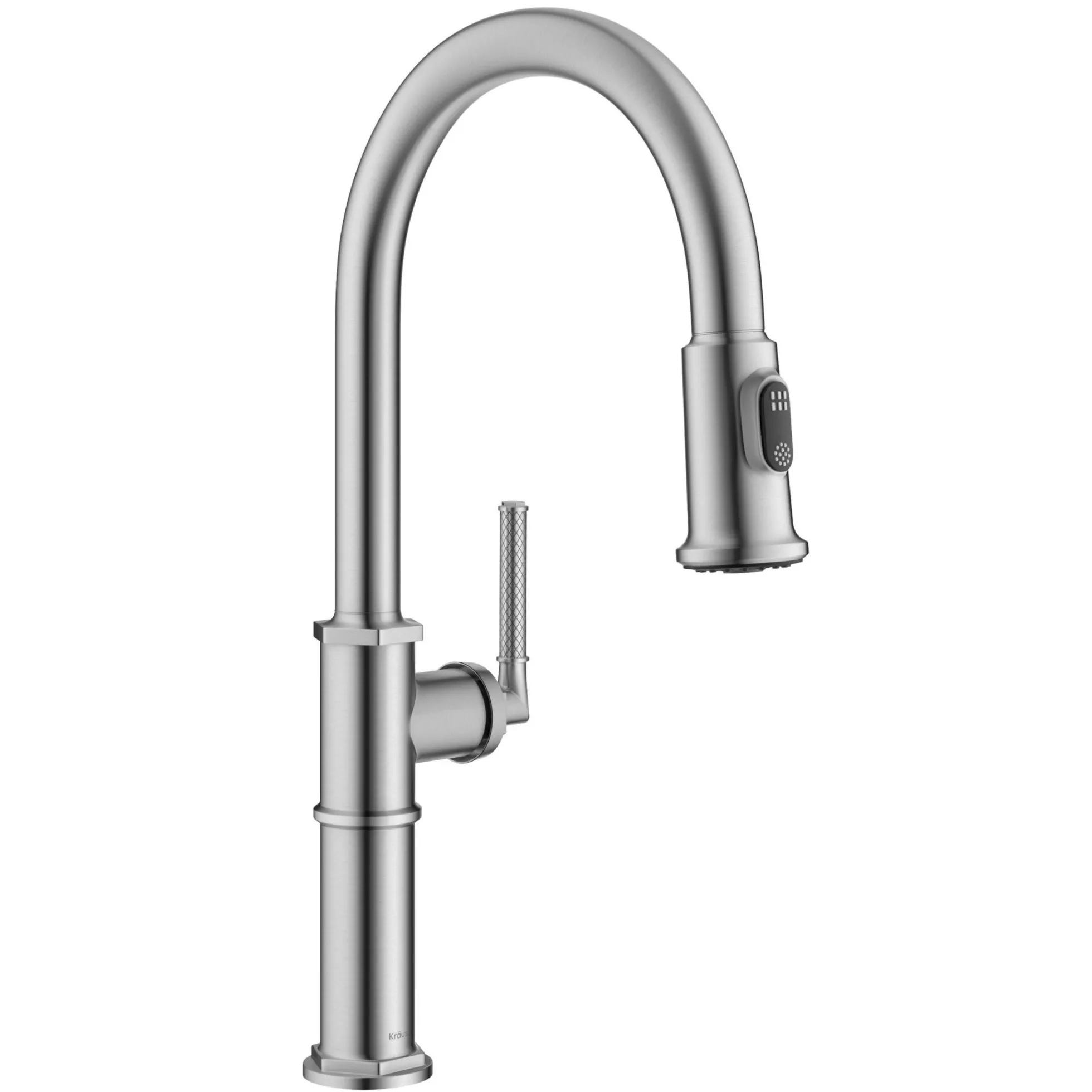 Traditional Industrial Pull-Down Single Handle Kitchen Faucet in Spot-Free Stainless Steel